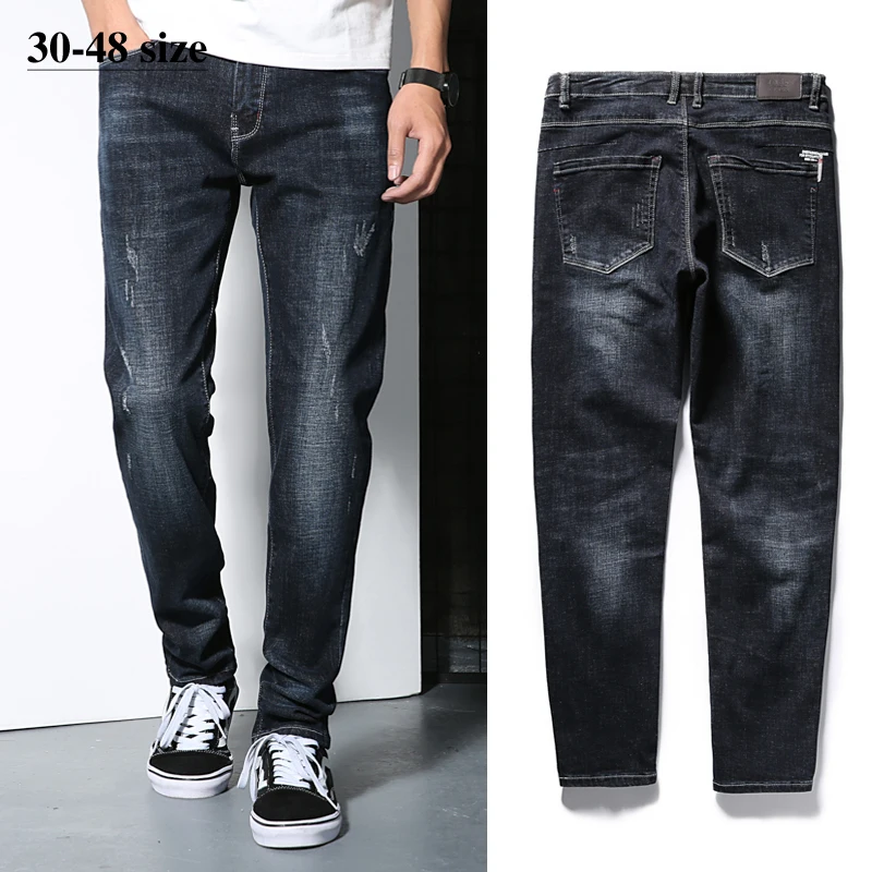 

Brand Men's Jeans Classic Casual Straight Black Jeans High Quality Stretch Slim Fashion Denim Pants Male Plus Size 42 44 46 48