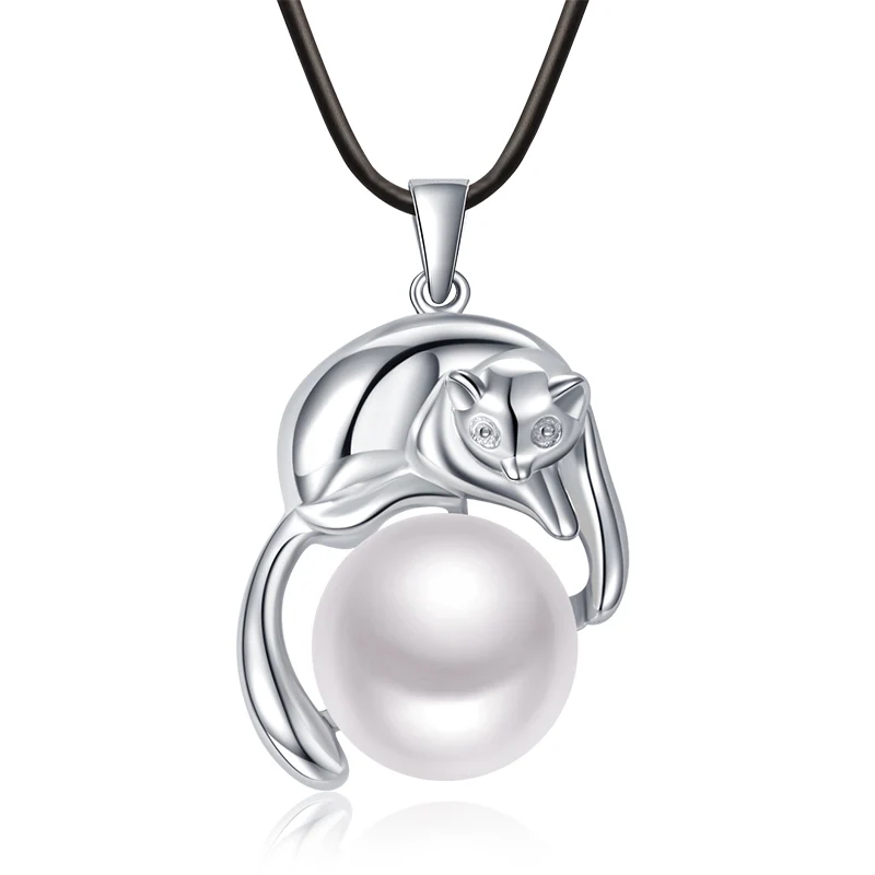 Sinya Natural big pearls pendant charm necklace in 925 sterling silver Fashion Fox Design jewelry (6)