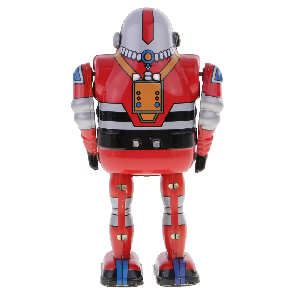 MagiDeal 1Pc Retro Wind Up Clockwork Mechanical Walking Tin Astronaut Robot for Children Boys Birthday Gift