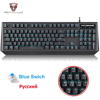 

Motospeed CK95 Wired Gaming Mechanical Keyboard backlit 104 key K95 Red Switch Blue Crystal LED Russian English For TV Box Gamer