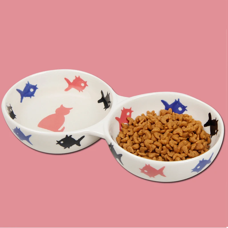 Image Ceramic Water Dog Bowl Double Food Dringking For Animals Food Ciotole Cani Perro Rabbits Cat BolsTravel Feeder Dog Bowls 70541