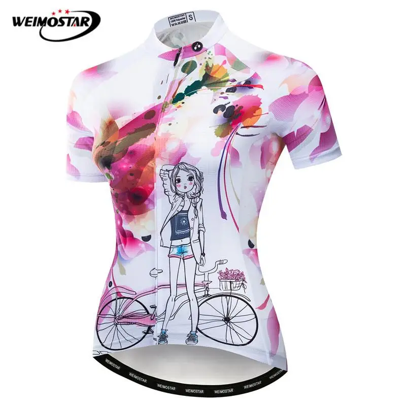 Weimostar Для женщин Велоспорт трикотаж Лето быстросохнущая горный велосипед трикотаж дышащий велосипед рубашка Майо Ciclismo Велоспорт носить полиэстер