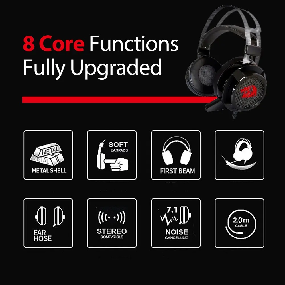 Игровая гарнитура Redragon 7 1 с микрофоном светодиодный светильник индивидуальным