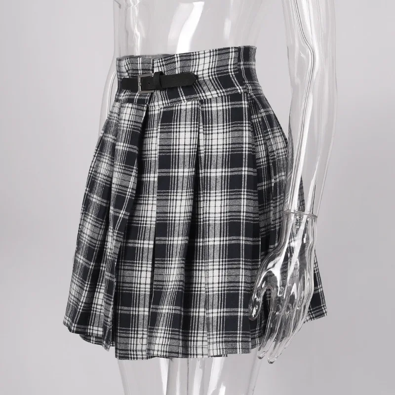 LMCAVASUN/Новинка года; Saias; винтажные клетчатые короткие юбки в стиле Харадзюку с высокой талией; плиссированная мини-юбка для девочек; юбки в консервативном стиле