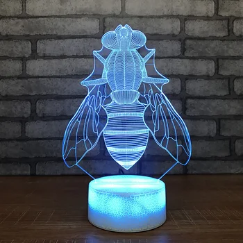 

Holiday Gifts 7 Colorful Changing 3D USB Home Decoration Bedroom Office Bees Modelling Desk Table Lamp Kids Insects Night Lights