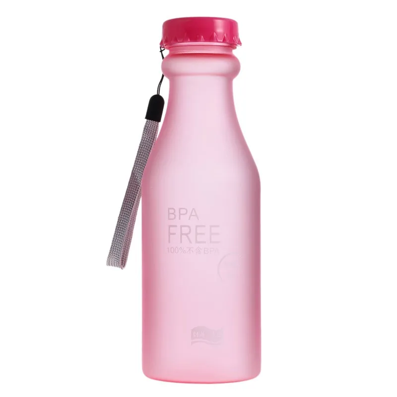 Небьющиеся яркие цвета, матовый герметичный пластиковый чайник, 550 мл, без бисфенола, портативная бутылка для воды для путешествий, йоги, бега, кемпинга - Цвет: pink