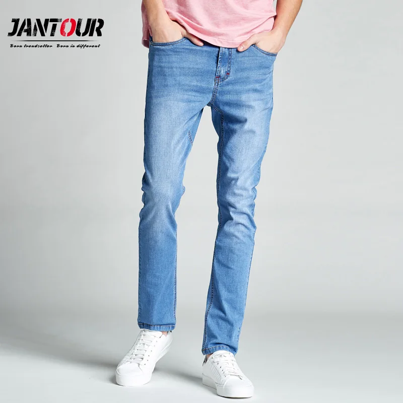 Jantour новые летние весенние джинсы мужские высококачественные Брендовые джинсовые брюки мягкие прямые мужские брюки s мужские модные большие размеры 28-40