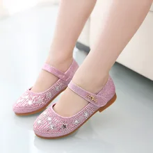 2017 sequins rhinestones soft bottom flower shoes wedding wedding shoes children leather school shoes fashion girls dress shoes