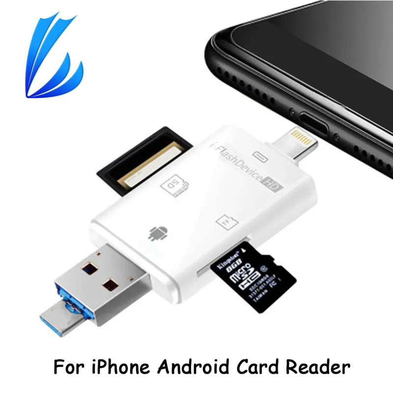 

LL TRADER TF USB Memory & Micro SD Card Reader Adapter i-Flash Drive Multi-card OTG Reader for iPhone 5/5s/5c 6/Andriod/PC