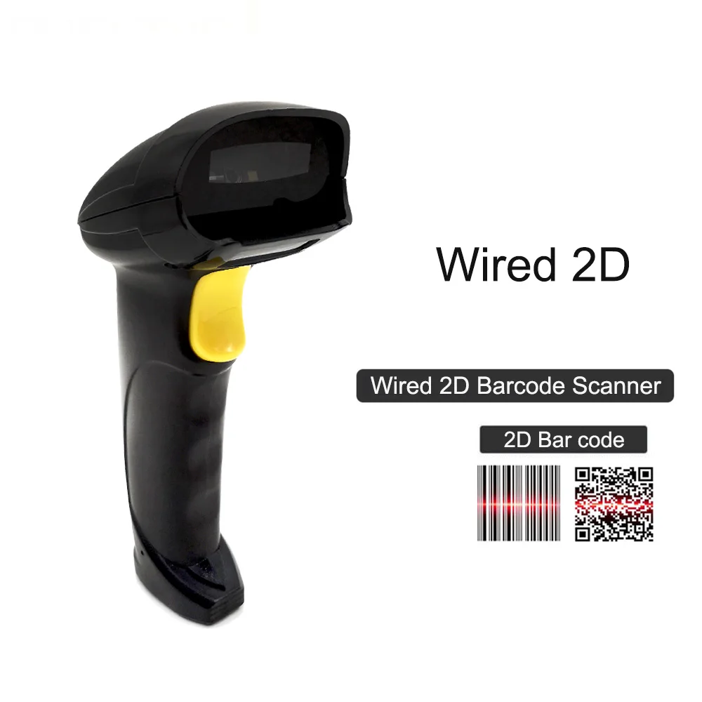 Беспроводной сканер штрих-кода проводной Ручной Bluetooth 1D CCD 2D QR считыватель штрих-кода сканер штрих-кода для IOS Android POS терминал - Цвет: Wired 2D Scanner