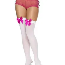 Женские пикантные белые гольфы с розовыми бантиками Одежда высшего качества