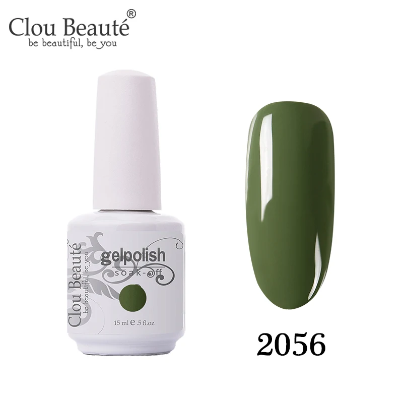Clou Beaute оливковый зеленый Цветной Гель-лак для ногтей Светодиодный УФ-гель для ногтей замачиваемый Гель-лак для ногтей маникюр Полупостоянный Vernis Гель-лак - Color: 2056