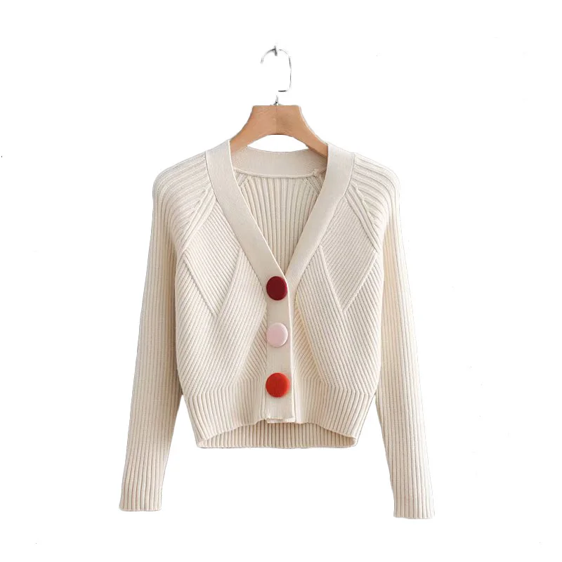 

Spring Open Stitch Knitted Women Sweaters Wild Button V-Neck Sweaters Coat Long Sleeve Tops Ladies Fashion Sweaters Outwear