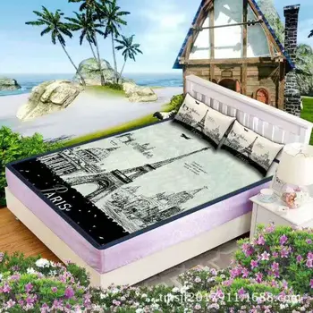 

Nordic Tower Summer Sleeping Bed Mat Foldable Bed Sheet Kids Adults Bed Mattress Protector Cover Summer Ice Silk Sleep Mat Set