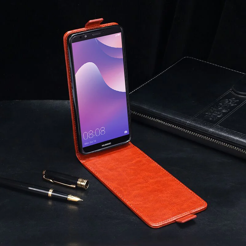 Чехол для huawei Y7 Prime 2018 Обложка Роскошный кожаный флип чехол Pro защитный телефона