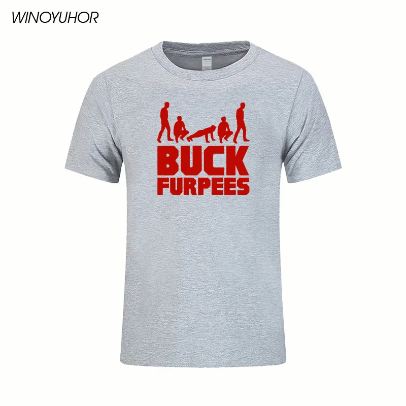 Футболка с принтом Buck Furpees Burpees для мужчин летняя новая мода хлопок футболка для фитнеса топы футболки Camisetas Masculina - Цвет: gray
