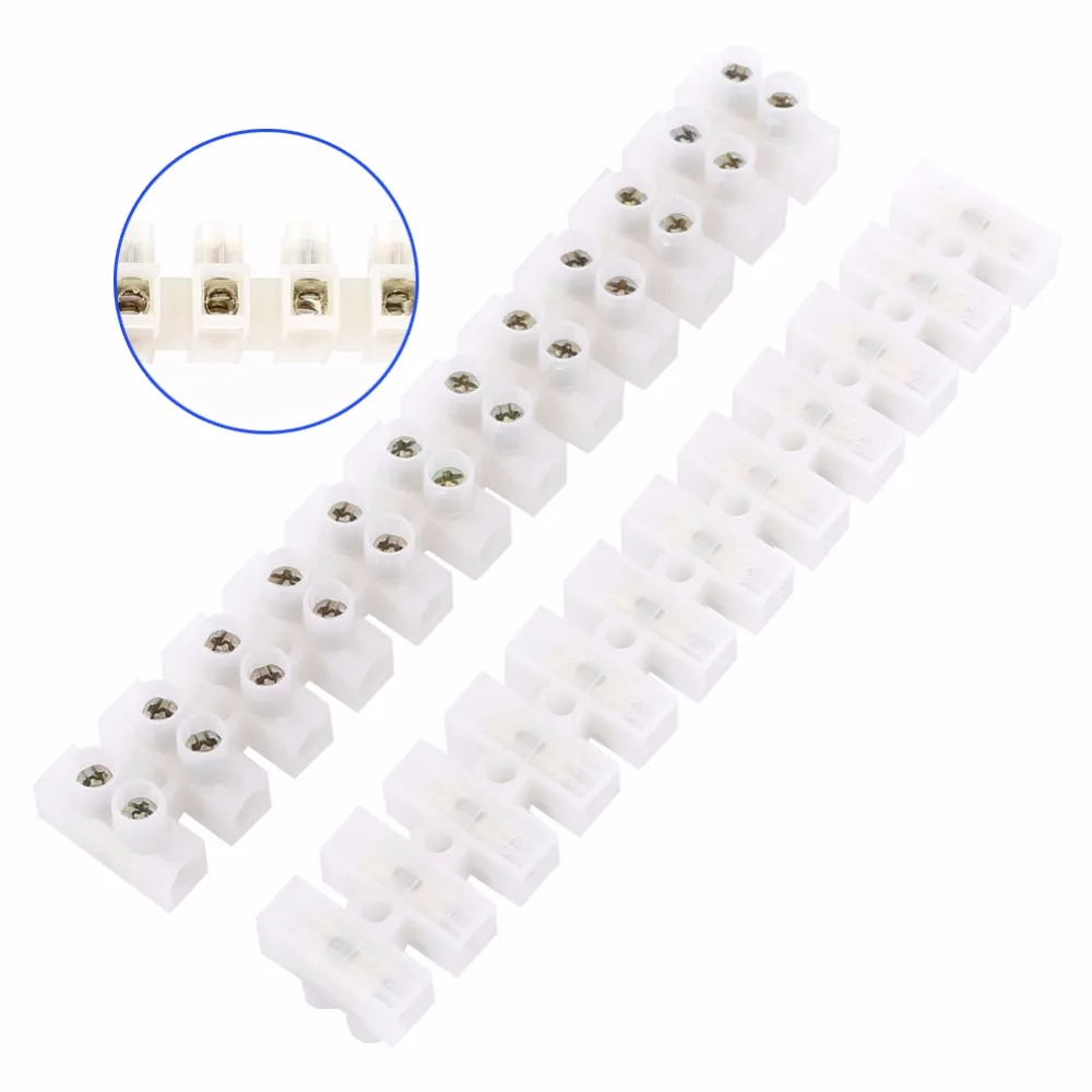 10pcs 360V 10A Dual Row Screw Terminal Block Electric Barrier 12-terminal Strip Block Quick Connector