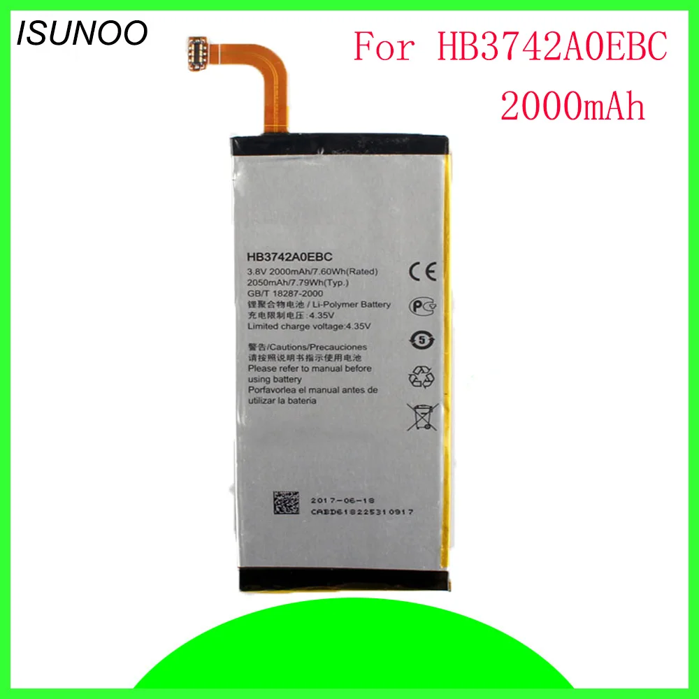 

ISUNOO High Quality Battery HB3742A0EBC For Huawei Ascend P6 P6-U06 P6-U00 P6-C00 P6-T00 G6 G620 G621 G630 Mobile Phone Batterie