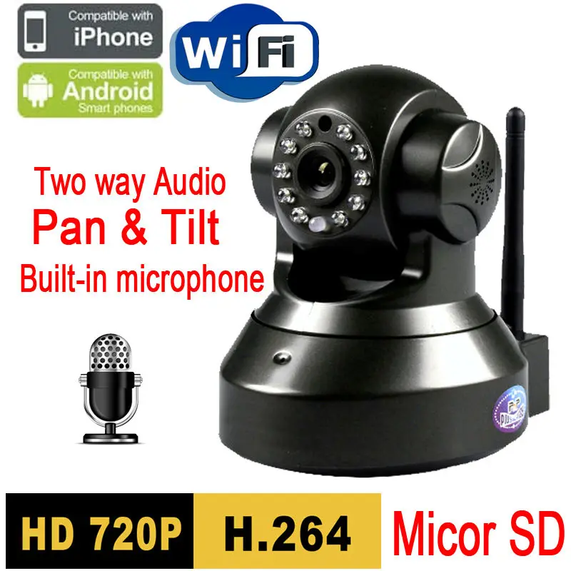 Ip камера Micro SD P2P Plug and Play 720P Мегапиксельная HD Беспроводная ip с