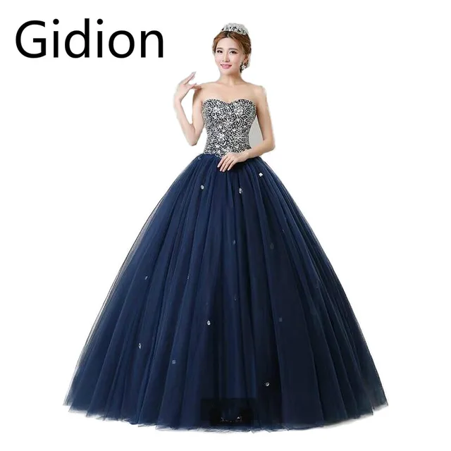 Blue Beaded Prom Dress