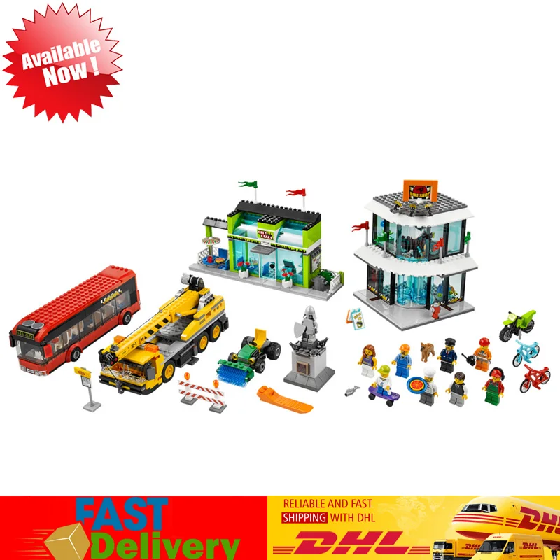 

Lepin 02035 City Town Square Mobile Crane Model Bus Station Building Blocks Bricks Educational Toys Compatible LegoINGlys 60026