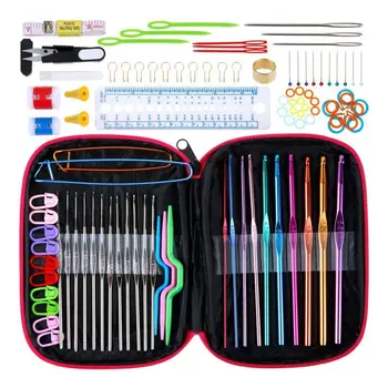 

100pcs Crochet Hooks Full Set Knitting Tool Accessories Knitting Needles Sewing Tools Craft Kit with Leather Case