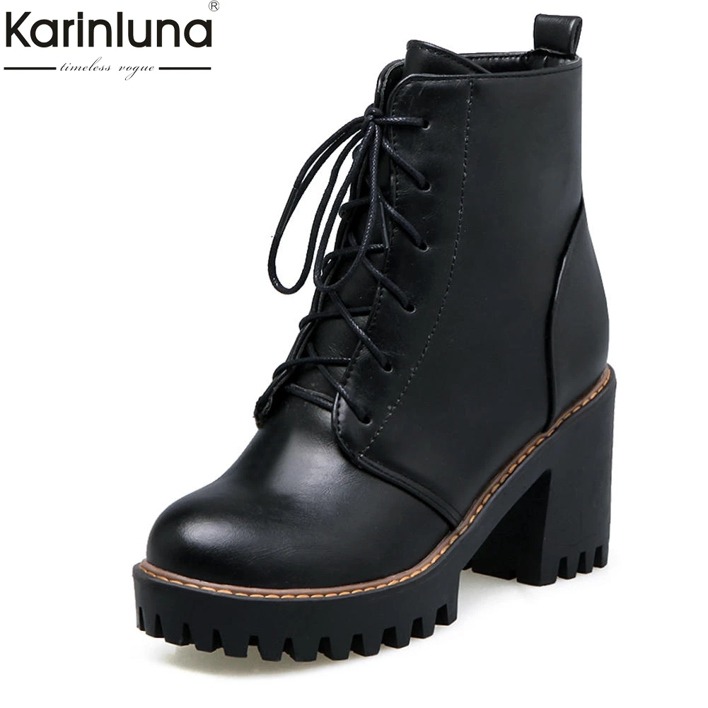 

Karinluna 2018 large size 33-43 dropship autumn winter Women Shoes Woman Martin boots high heels platform woman ankle boots