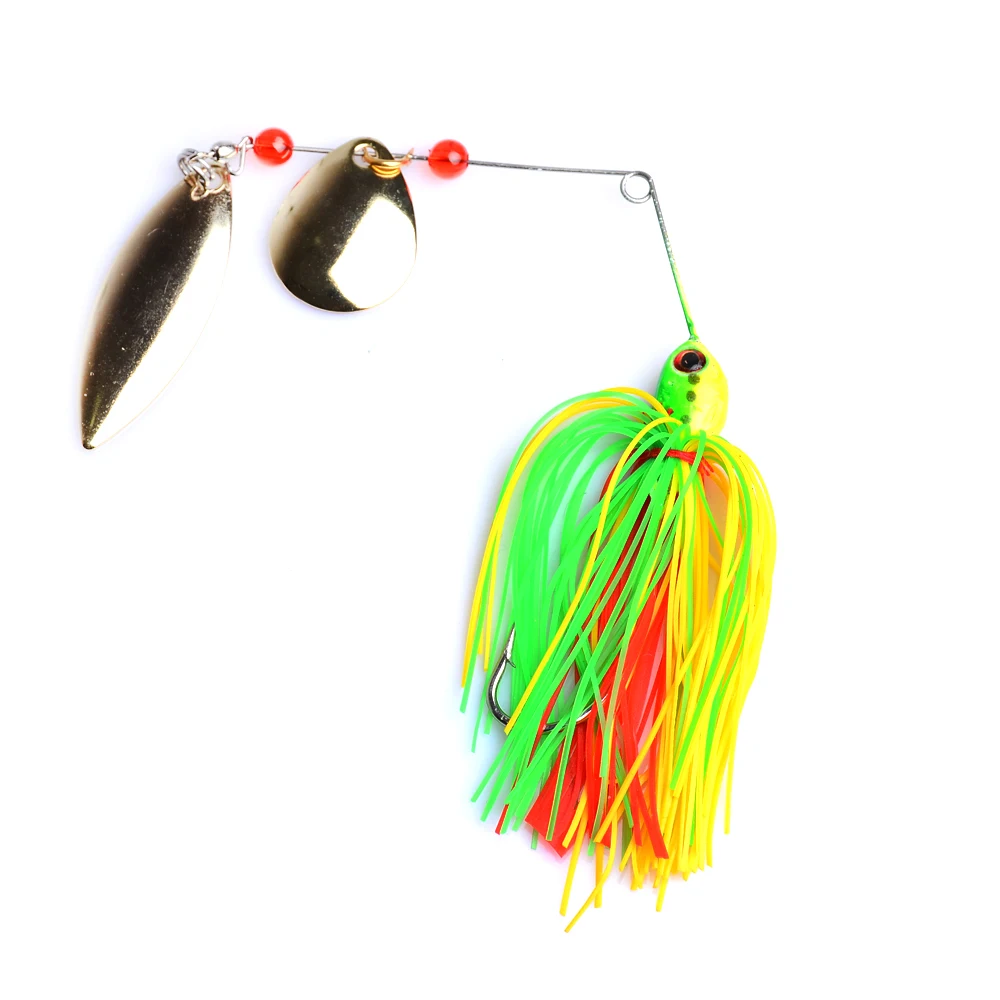 

YUZI Spinner Fishing Lure 16.3g Weever Carp Rubber Jig Head Spinnerbaits Metal Spoon Buzzbaits Silicon Rubber Skirt Sequins