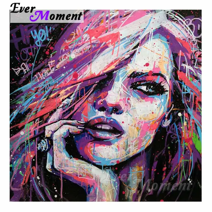 

Ever Moment Diamond Painting Modern Woman Colorful 5D DIY Picture Mosaic Decor For Home Full Square Resin Cross Stitch S2F081