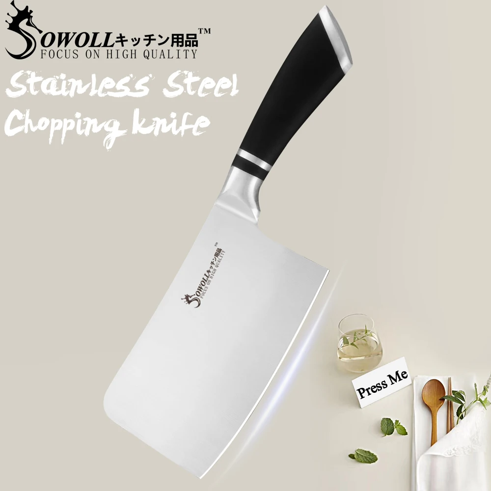 

SOWOLL Kitchen Cleaver Knife High Carbon Stainless Steel Knives Butcher Chopper Cleaver 6 inch Stainless Steel Chopping Knife