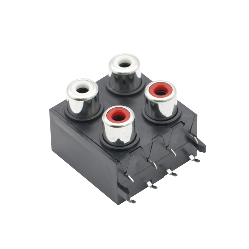 

5pcs AV core socket eight-legged RCA seat four-hole PCB soldering audio video socket AV4-8.4-13A sealed
