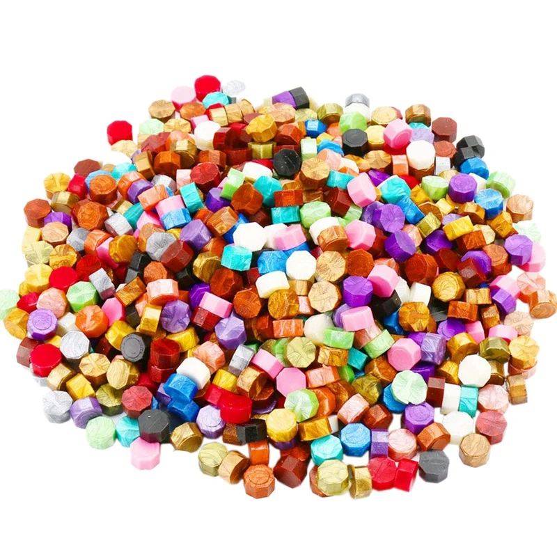 

600Pcs (24 Colors)Sealing Wax Beads Packed In Plastic Box With 2Pcs Tea Candles And 1 Pc Wax Melting Spoon For Wax Sealing sets