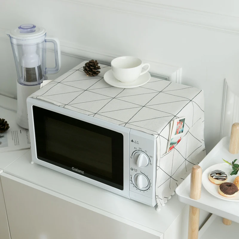 

Plaid Home Microwave Oven Cover Oil Dust Cover With Storage Bag Microwave Dust Covers Kitchen Accessories Supplies Home Decor