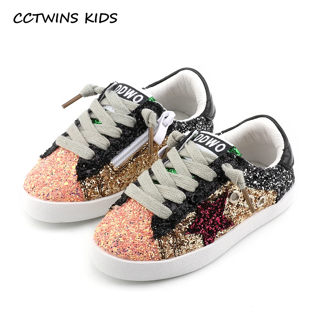 Image CCTWINS KIDS 2017 Toddler Baby Glittler Shoe Girl Star White Sneaker Boy Sport Shoe Kid Child Causal Trainer Sequin Flat F1550