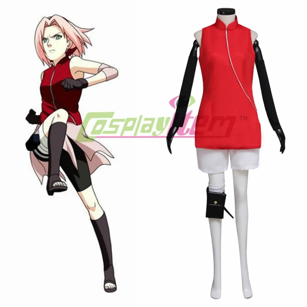 Custom Made Women's Costuem Naruto Haruno Sakura Red Dress Costume