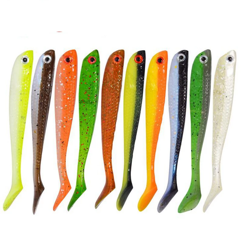 10pcs/lot 75mm 3g Paddle Tail Multicolor Soft Lure Leurre Souple