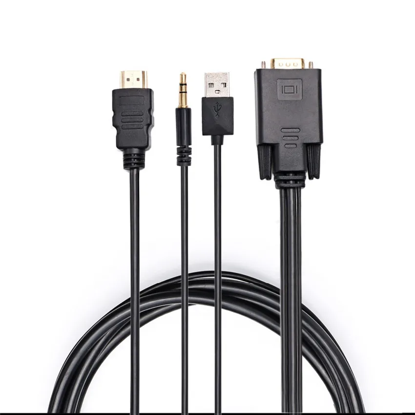 Преобразователь из VGA в HDMI адаптер с 3 5 мм аудио и USB портом для зарядки HDTV монитора