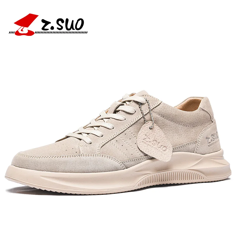 

Z.Suo Spring New Men's Casual Shoes Genuine Leather Fashion Comfortable Male Shoes High Quality Breathable Men Shoes Beige ZS555