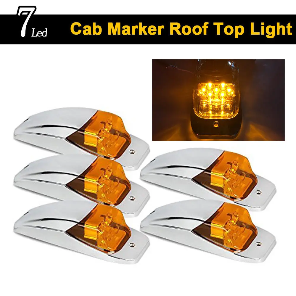 

Keyecu Trailer Chrome Upper Amber 7 LED Roof Running Cab Marker Top Light M27011Y for Trucks, trailers, tractors, semi-trailer