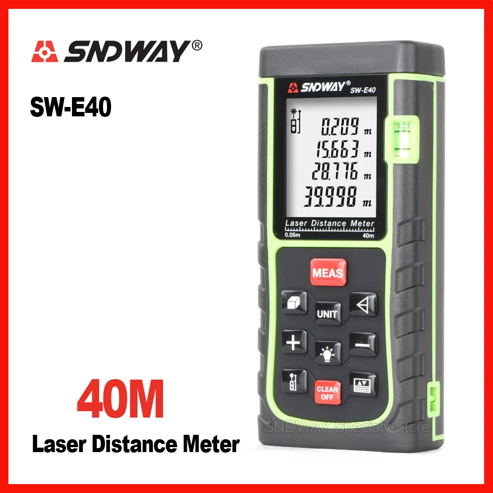 

Sndway SW-E40 40m laser range finder distance tape measure roulette meter measuring the trena rangefinder Electronic ruler tool