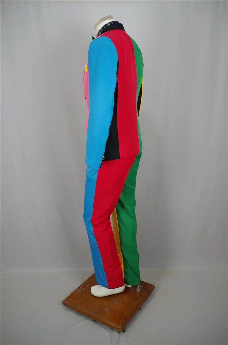 Irregular Colorful Men's Suits Magician Clown Performance Stage Outfits Nightclub Male Singer Host Blazers Pants Suit DS Costume