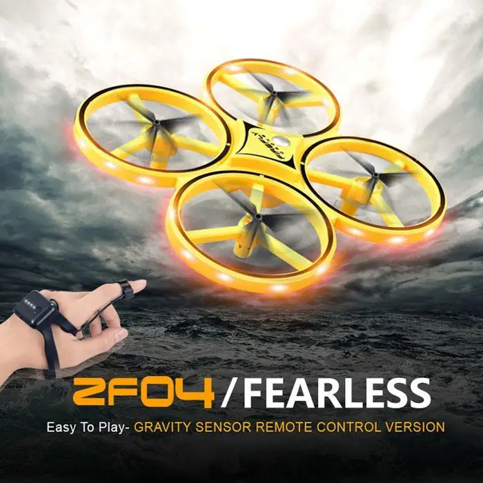 

Mini LED Light Drone Remote Control Toys Smart Watch Induction RC Quadcopter Interactive RTF UAV Aircraft with battery Toy Gifts