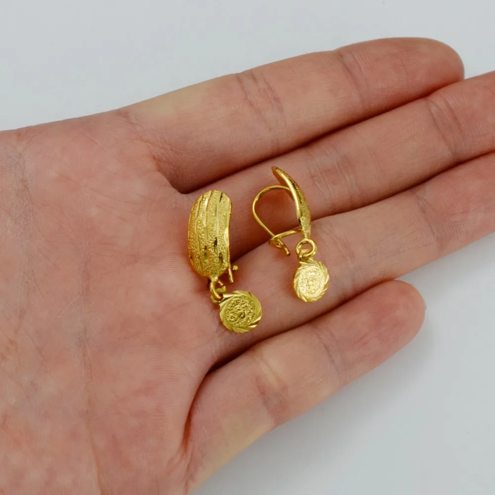 Anniyo Africa Coin Earrings For Women Gold Color Small Dubai Materials Copper Alloy Stainless Steel With Gold Color Silver Plating Not Real Pure