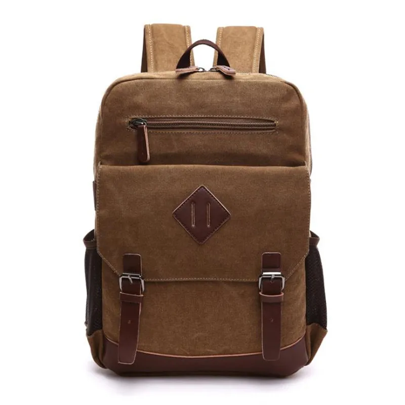 

2018 new men's laptop bag high quality wash canvas bag solid color large capacity shoulder bag