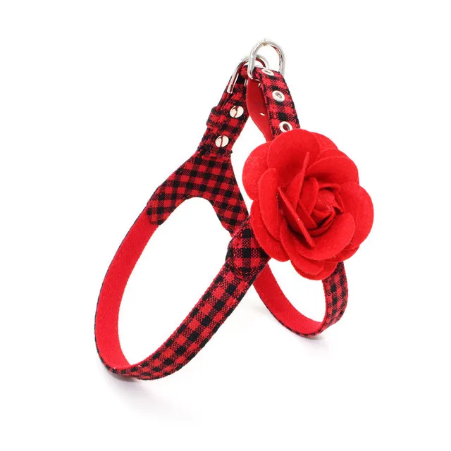 Red check withflower Cnava шлейка для собаки домашнего животного воротник Мягкие пластиковые контейнеры для тату собаки жилет товары для собак классический британский стиль Мода жгут - Цвет: Red check withflower