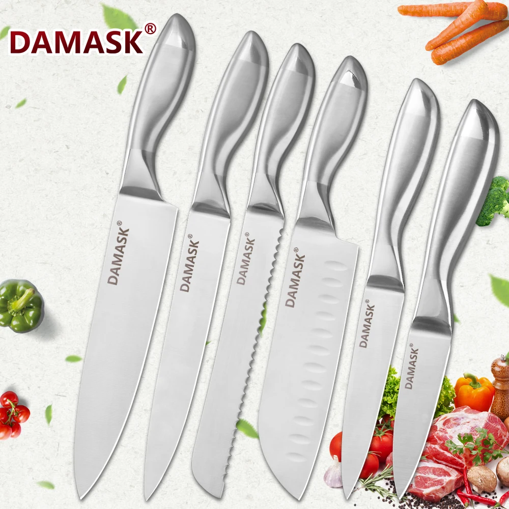 

DAMASK Kitchen Knife Sets 3Cr13 Stainless Steel Knives Japan Santoku Bread Chef Knife Cleaver Meat Utility Multi Cooking Tools
