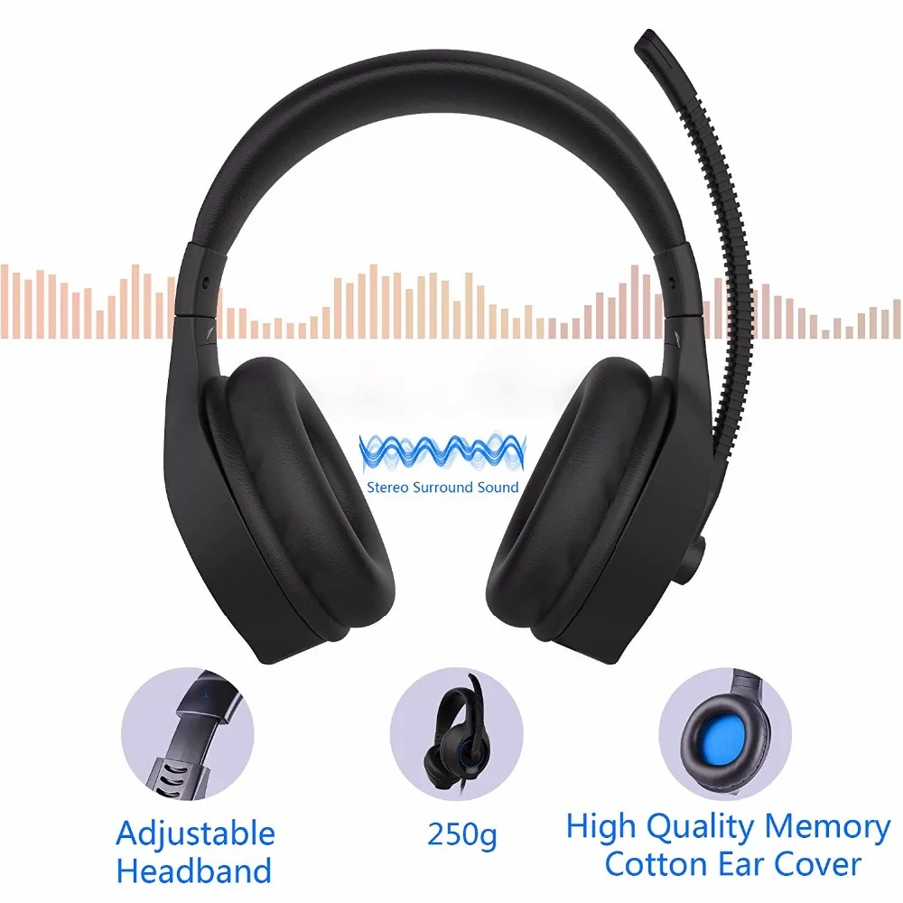 SENICC A2 PS4 Noise Cancelling Gaming Headset Stereo Surround Sound Gamer Headphones with Mic Voice Controller for Phone Pad