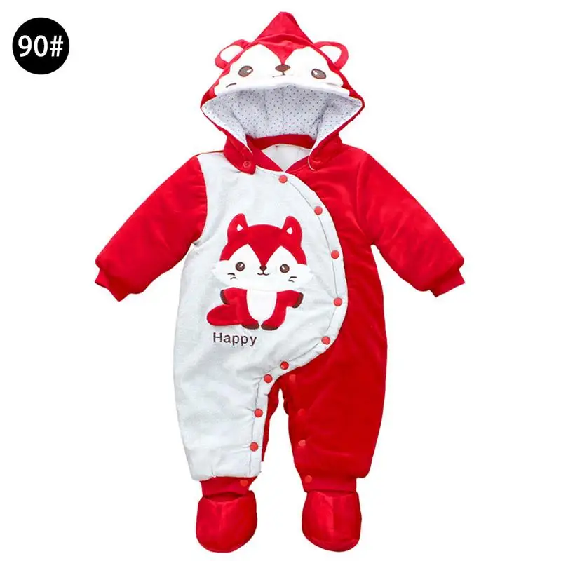 

Newborn Infant Cotton Romper Dress Autumn Winter Clothes Baby Warm Thick Padded Romper Outfit Removable Foot Covered Clothing