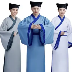 Традиционный старинный халат в народном стиле с длинными рукавами Hanfu, одежда для выступлений, мужской длинный халат, вечерние костюмы на