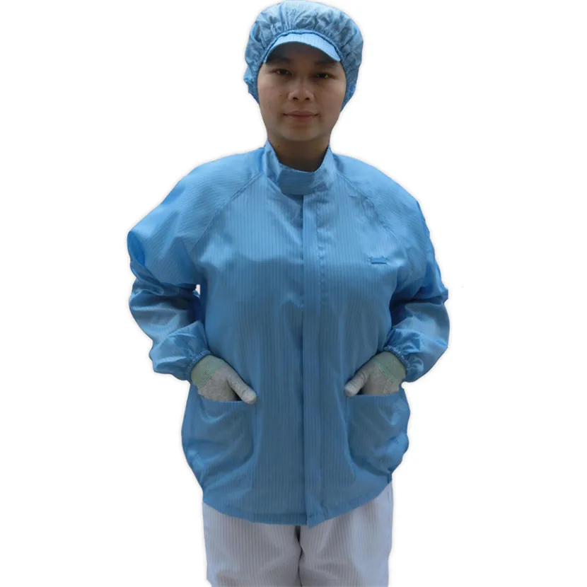 Антистатическая одежда пищевая Электроника Фабричный комбинезон рабочая куртка с длинными рукавами синий белый